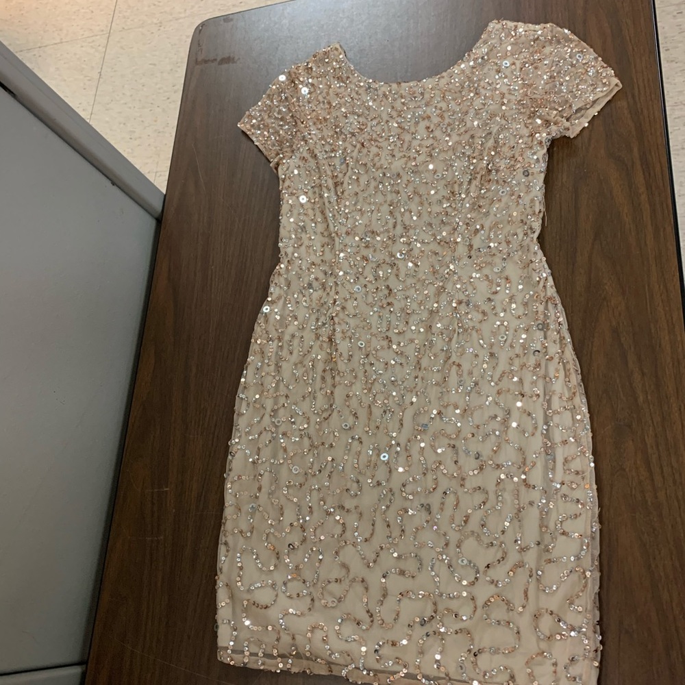 Gold sequined adrianna papell knee length dress - Picture 5 of 5